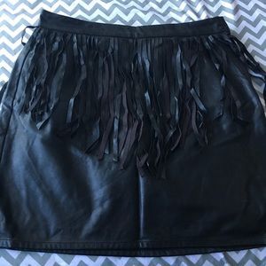 Leather fringe Mini Skirt